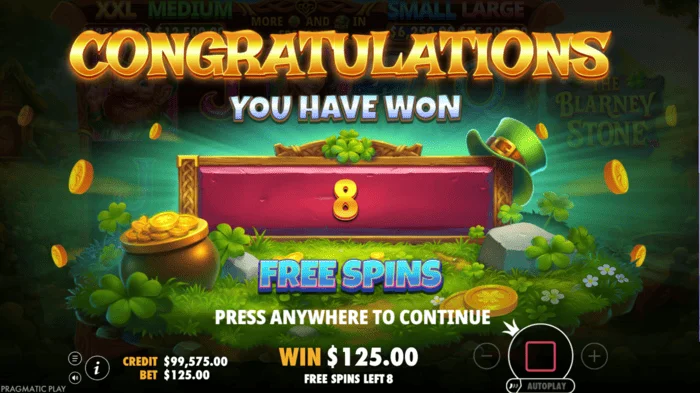 The Blarney Stone - Free Spins turunun başlatılması